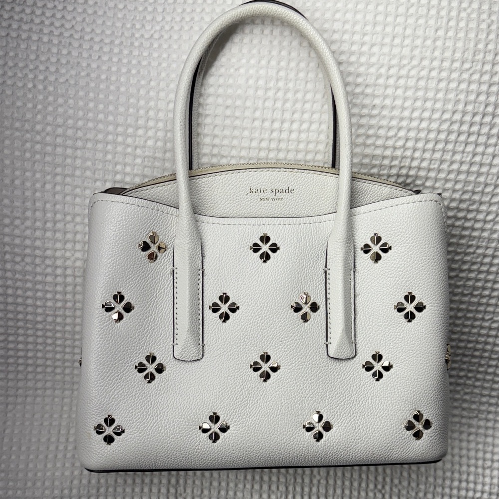 Kate Spade White Satchel with Floral Cutouts